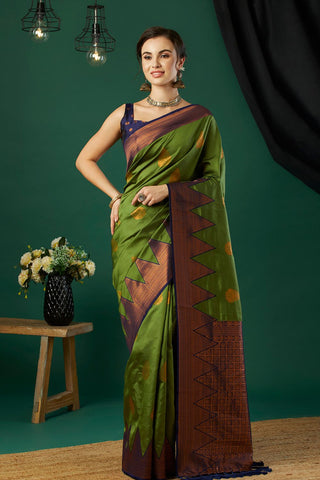 Green Banarasi Silk Saree_Kumari Sarees