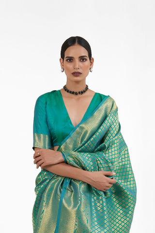 GREEN KANJEEVARAM HANDLOOM SILK SAREE 