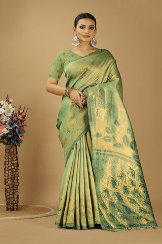 Green Banarasi Silk Saree_Kumari Sarees