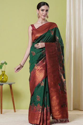 Green Banarasi Silk Saree_Kumari Sarees
