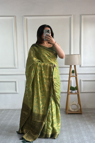 Yellow Pure Georgette Silk Saree_Kumari Sarees