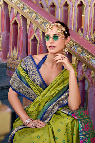 Green Tusser Handloom Silk Saree