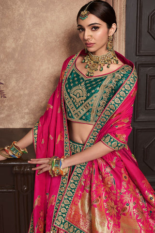 Green Banarasi Silk Lehenga