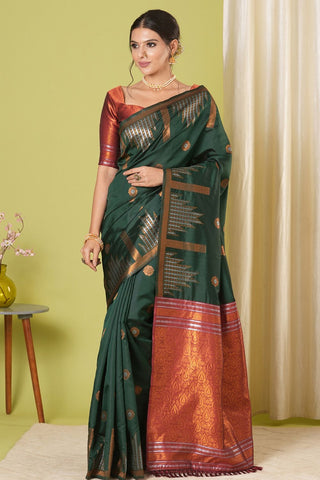Green Banarasi Silk Saree_Kumari Sarees