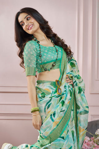 Green Soft Zari Based Modal Silk Saree