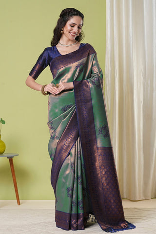 Green Banarasi Silk Saree_Kumari Sarees