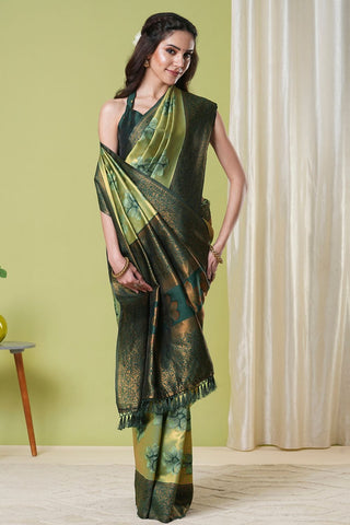 Green Banarasi Silk Saree_Kumari Sarees