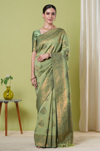 Green Banarasi Silk Saree_Kumari Sarees