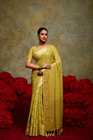 Green Georgette Silk Saree_Kumari Sarees