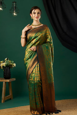 Green Soft Kanjeevaram Silk Saree_Kumari Sarees