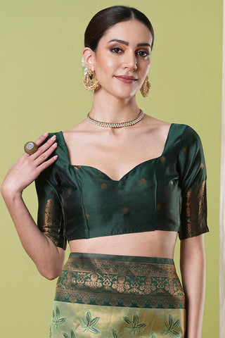 Green Banarasi Silk Saree_Kumari Sarees