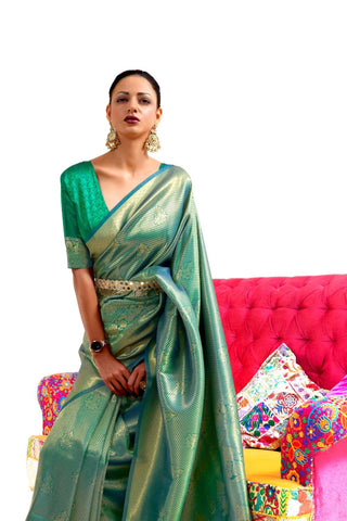 GREEN KANJEEVARAM HANDLOOM SILK SAREE 