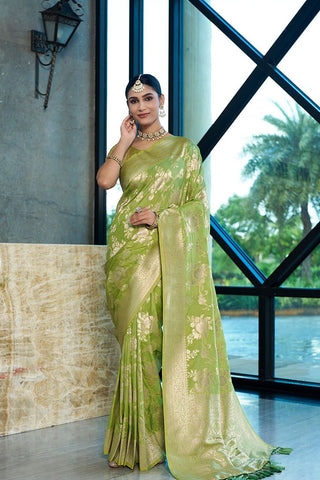 Green Crepe Georgette Saree_kumari Sarees