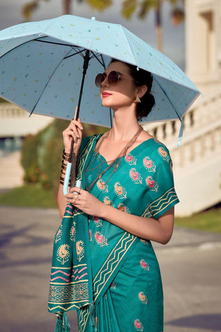 Green Pure Mulmul Silk Saree