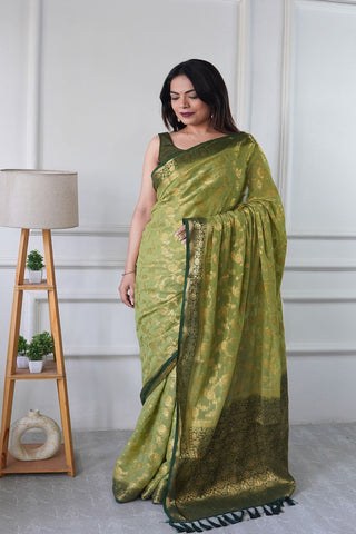 Yellow Pure Georgette Silk Saree_Kumari Sarees