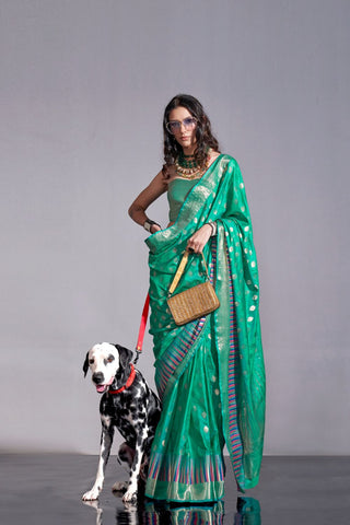 Green Handwoven Weaving Silk Saree