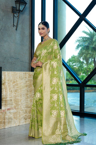 Green Crepe Georgette Saree_kumari Sarees