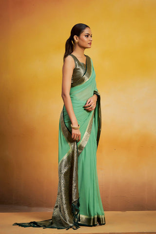 Green Georgette Silk Saree
