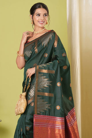 Green Banarasi Silk Saree_Kumari Sarees