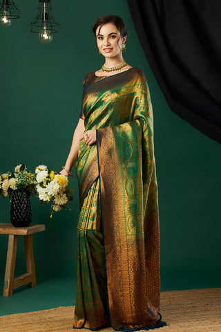 Green Soft Kanjeevaram Silk Saree_Kumari Sarees