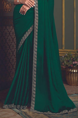 GREEN SOFT GLASS SILK SAREE