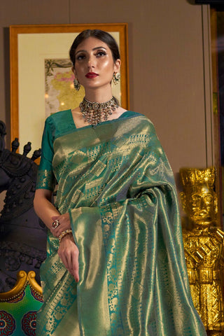 GREEN KANJEEVARAM HANDLOOM SILK SAREE 