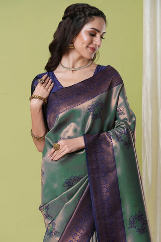 Green Banarasi Silk Saree_Kumari Sarees