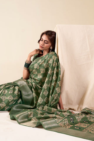 GREEN SOFT DOLA SILK SAREE