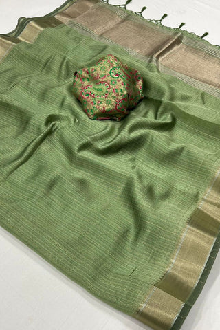 Green Chiffon Handloom Weaving Saree