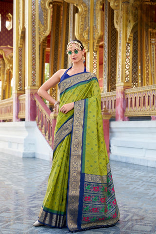 Green Tusser Handloom Silk Saree