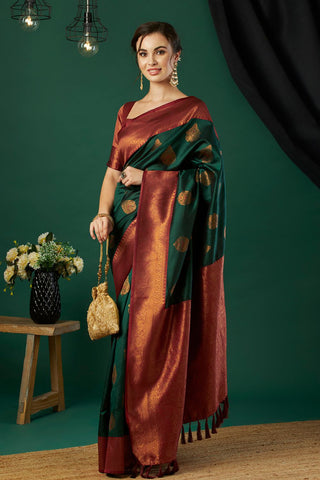 Green Banarasi Silk saree_Kumari Sarees
