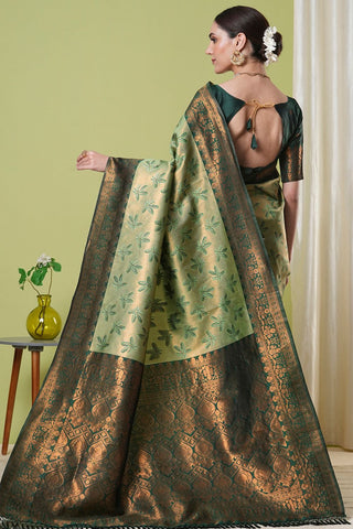 Green Banarasi Silk Saree_Kumari Sarees