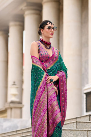 Green Soft Banarasi Silk Saree