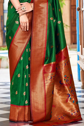 GREEN SOFT PESHWAI PAITHANI SILK SAREE