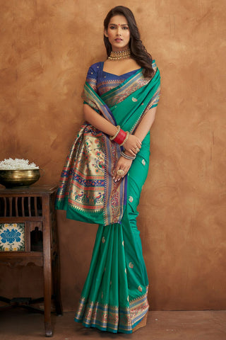 GREEN BANARASI SOFT SILK SAREE