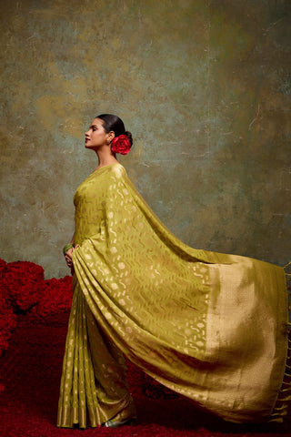 Green Georgette Silk Saree_Kumari Sarees