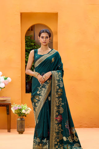 Green Dola Silk Saree_Kumari Sarees