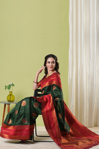 Green Banarasi Silk Saree_Kumari Sarees