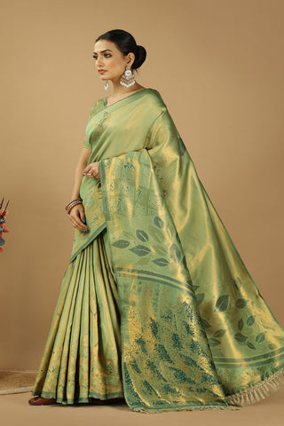 Green Banarasi Silk Saree_Kumari Sarees