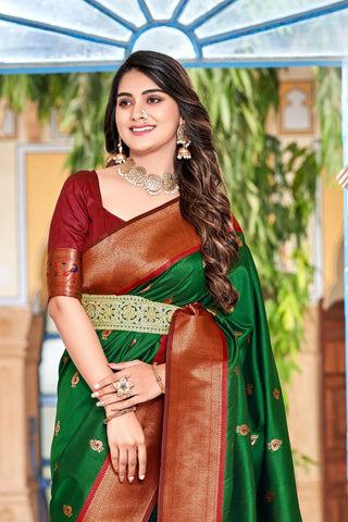 GREEN SOFT PESHWAI PAITHANI SILK SAREE