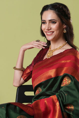 Green Banarasi Silk Saree_Kumari Sarees