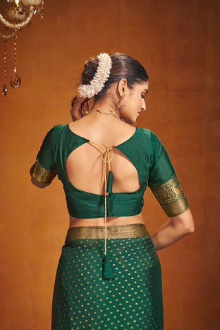 Green Chinon Silk Saree