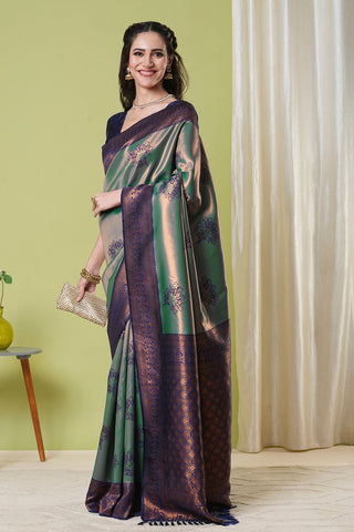 Green Banarasi Silk Saree_Kumari Sarees