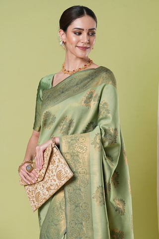 Green Banarasi Silk Saree_Kumari Sarees