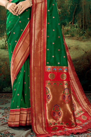 GREEN SOFT PESHWAI PAITHANI SILK SAREE