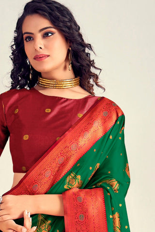 GREEN SOFT SILK SAREE