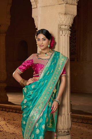 Green Pure Satin Fancy Saree