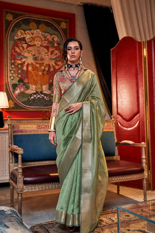 Green Chiffon Handloom Weaving Saree