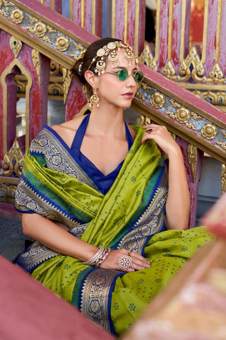 Green Tusser Handloom Silk Saree