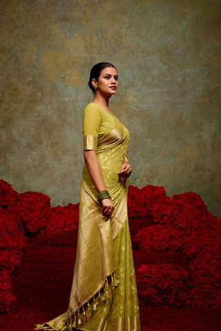 Green Georgette Silk Saree_Kumari Sarees